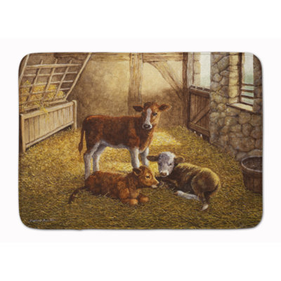 Tapis de salle de bain en mousse à mémoire de grange de vaches veaux