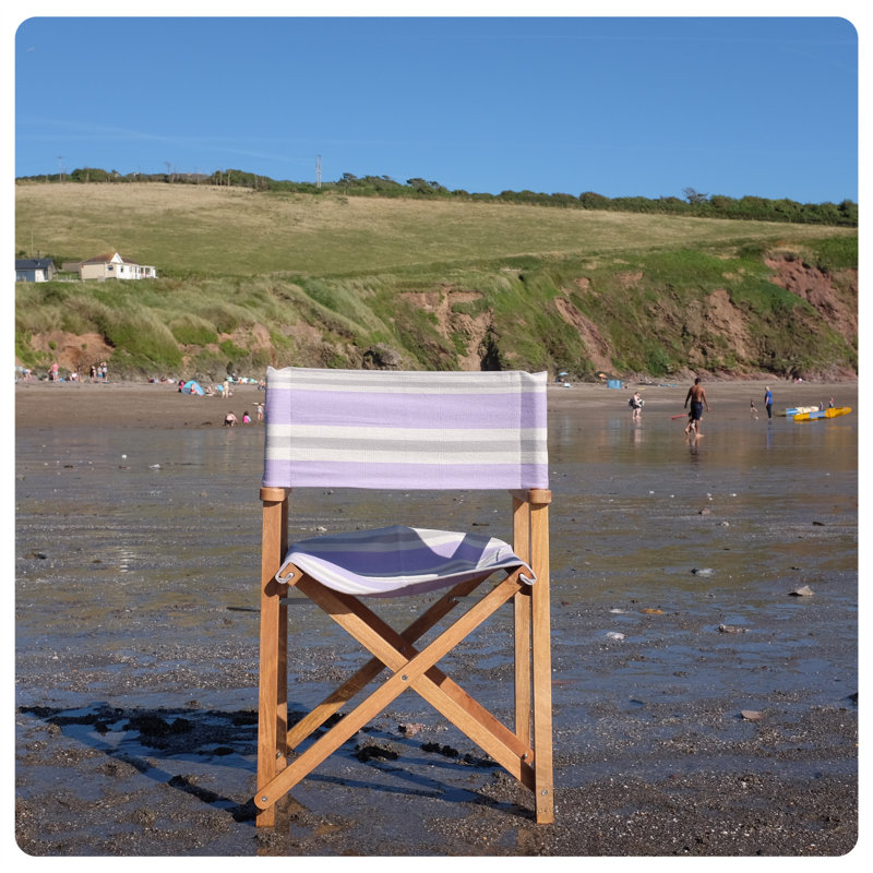 Cream Premium Director's Chair, White/Purple
