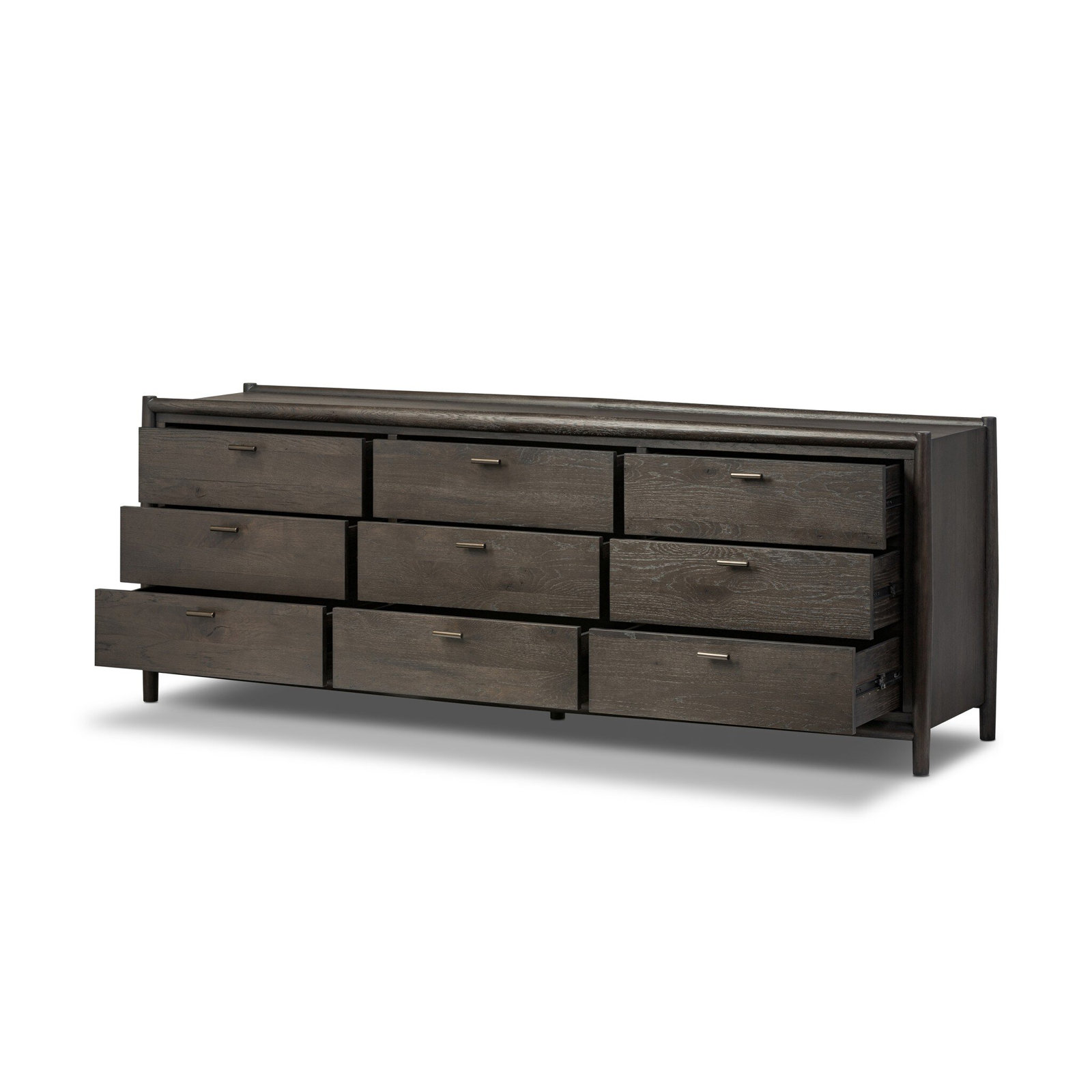Cayenne 9 Drawer 85" W Solid Wood Dresser, Smoked Black
