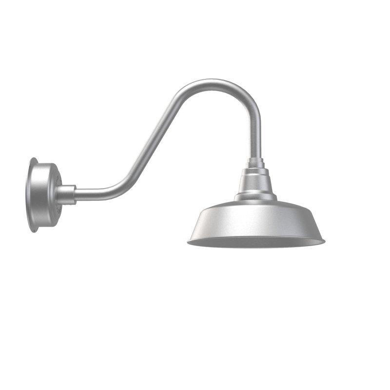 Luminaire de grange d’extérieur à del Vandervliet, H 14,38 po x l 12 po x P 25 po, Argent galvanisé