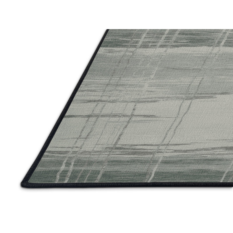 Tapis abstrait gris lavable à la machine, Rectangulaire 2 pi x 3 pi