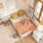 Queen Size Floor Bed with Fence,Door,Rubber Wood Floor Bed with Safety Guardrails-1200605675-1200605673