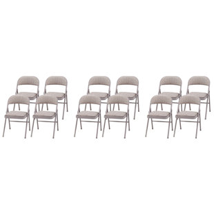 MECO Sudden Comfort Deluxe Metal Fabric Padded Folding Chair Set, Gray (12 Pack) (Set of 12)