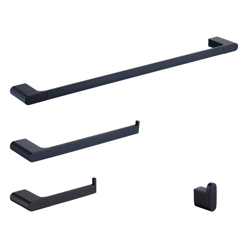 Ensemble de quincaillerie de salle de bain 4 pièces, Noir mat