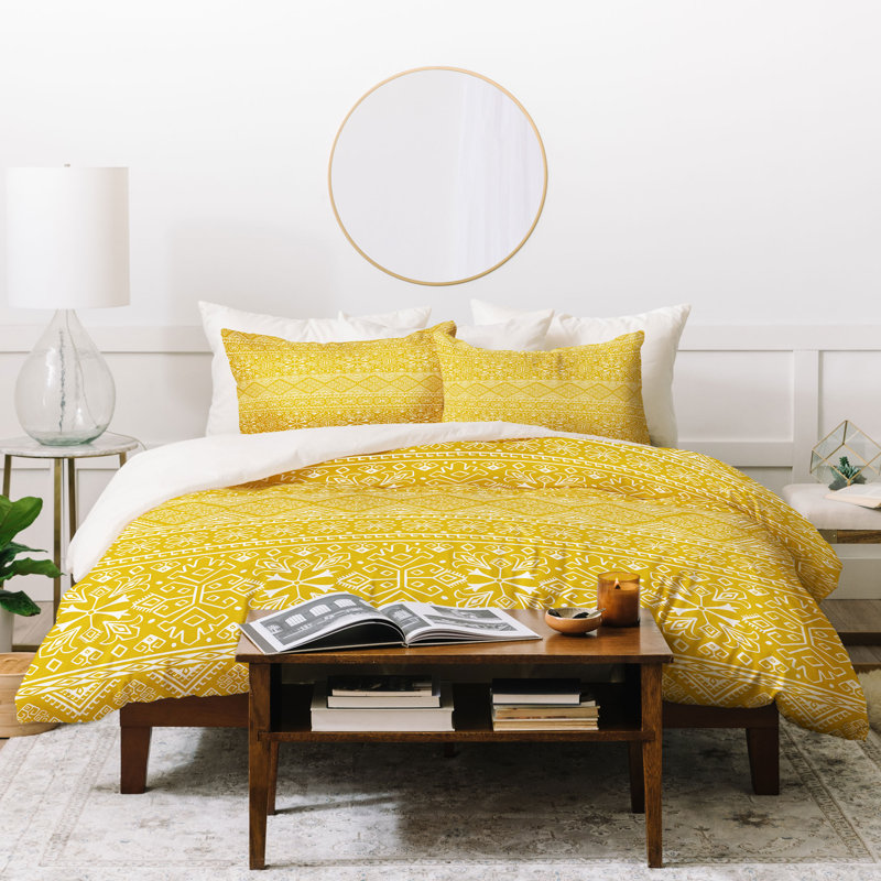 Ensemble de housse de couette Heather Dutton Grand Bazar, Housse de couette pour très grand lit et 2 très , Jaune
