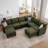 Amold 122.8'' U Shaped Couch, Large Sectional Couch 6-seater Living Room Sofa, Modular Cloud Couch With Storage Ottoman & USB-204848006