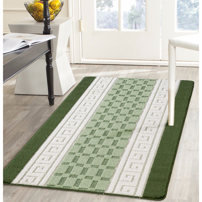 Non-Slip Green Indoor Area Rug – Washable Large & Small Door Mat, Hallway, Bedroom & Kitchen Floor Mat, Rectangle 50 x 80cm