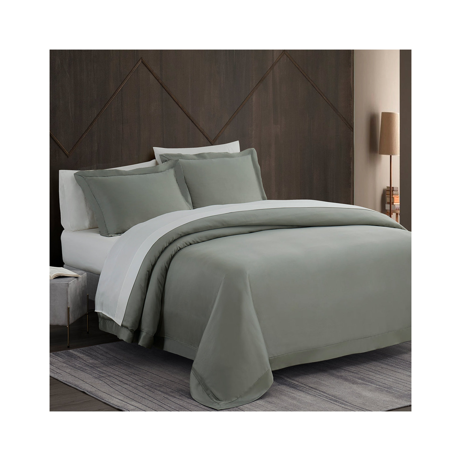 Brockham Premium 100% Lyocell Silky Soft Modern Contemporary 3 Piece Duvet Cover Set, Sage