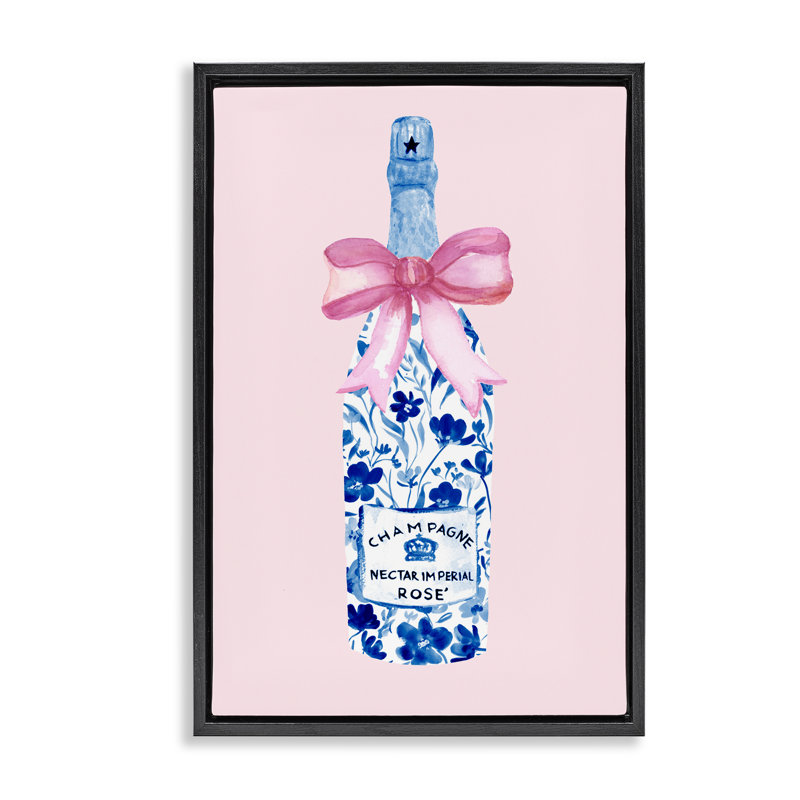 Cadre floral floral coquette champagne, design par Corinne Haig, H 31 po x l 21 po, Cadre flottant noir de jais