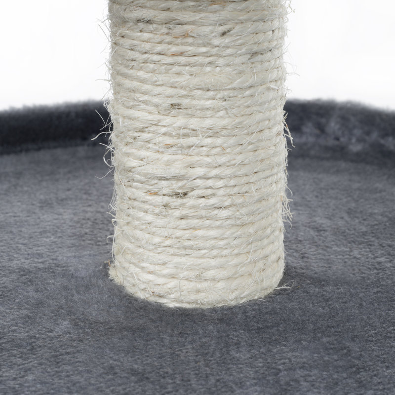 Gray Sisal Rope Cat Condo with Overhead Balcony