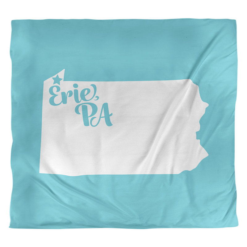 Housse de couette réversible simple Erie Pennsylvania, Housse de couette pour très grand lit, Bleu sarcelle, Polyester brossé