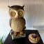 Statue de hibou solaire rustique en résine brune pour l'extérieur, yeux clignotants, 29,8 cm de hauteur