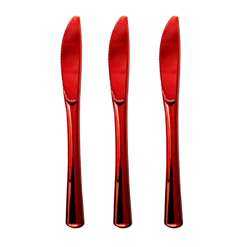 Couteaux en plastique rouge métallique brillant