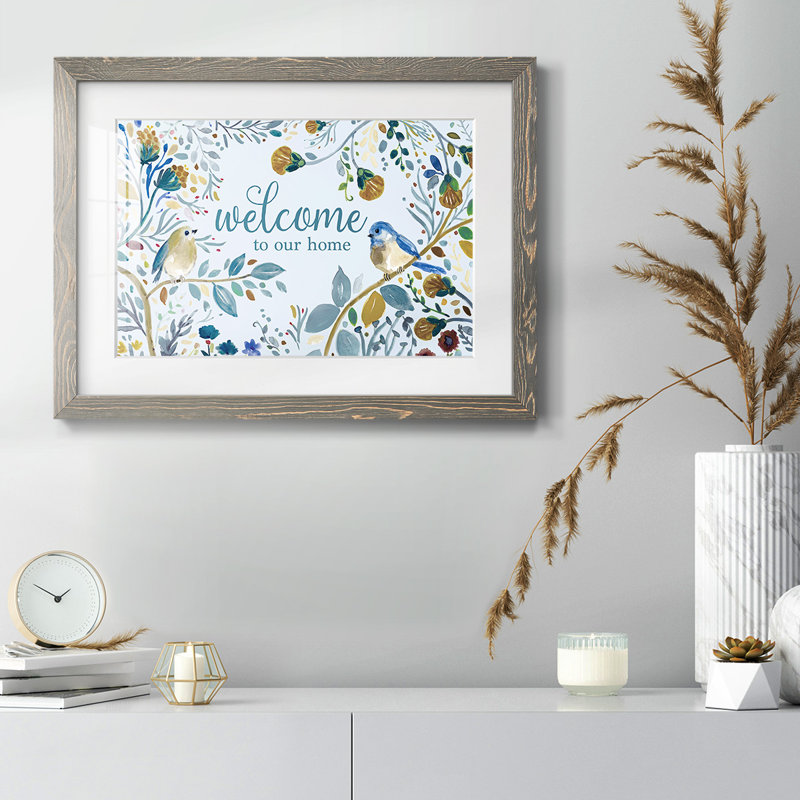 Welcome To Our Home, reproduction d'art encadrée sur papier, Gris