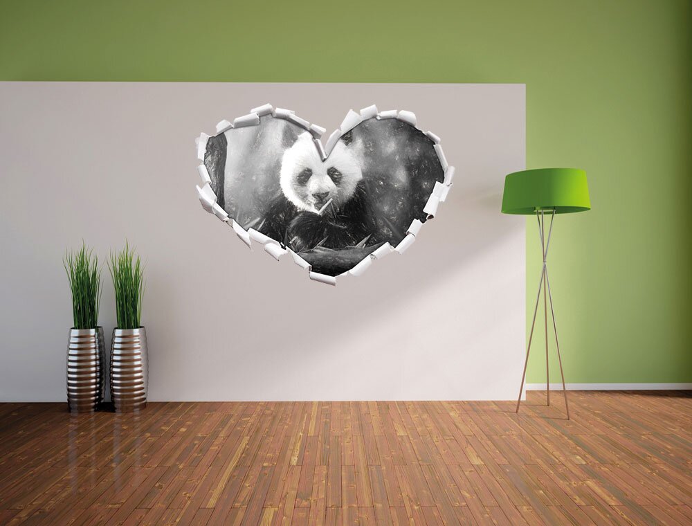 Wandtattoo Niedlicher Panda isst Bambus mit Kohle-Effekt