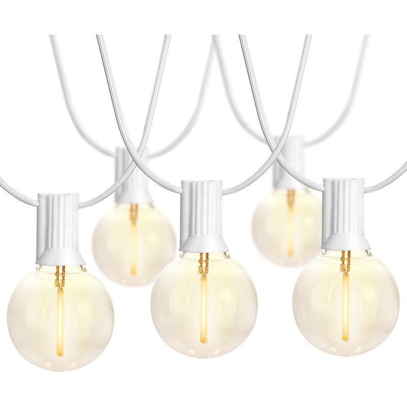 White String Lights - 97FT With 49 G40 LED Bulbs (1 Spar...