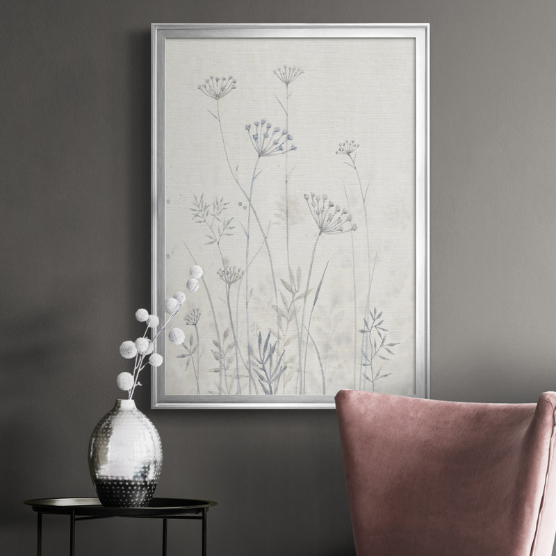 Neutre Queen Anne's Lace I, toile encadrée de qualité supérieure - prête à être accrochée, Argent