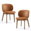 Chaise de salle à manger rembourrée de 20,1 po de largeur, fauteuil d'appoint à haut dossier, sans accoudoirs et pieds en bois massif pour salle à manger, meuble-lavabo, beige, ensemble de 2-1023649124-1024457915