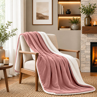 Sherpa Fleece Fur Thick Reversible Blanket Throw