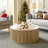 36.5"W Round Solid Wood Spacious Coffee Table Drum Table with Fluted Design-733274700