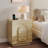 23.6''H Modern Arched Nightstand with 2 Storage Drawers & Charging Station ,20.5'' W Natural Oak Wood Bedside Table with Curved Design-1898327474