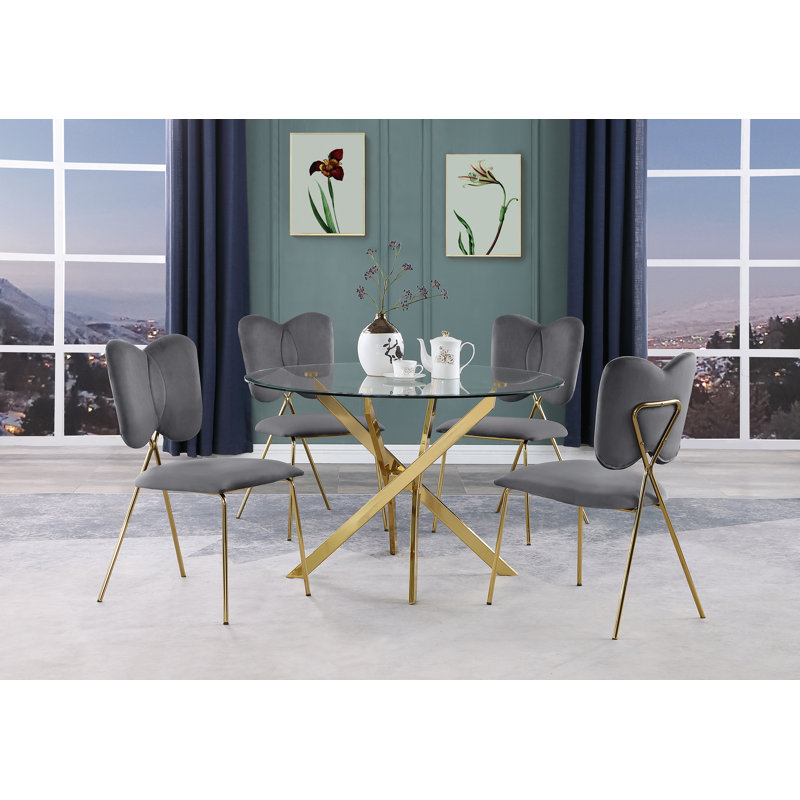 Arianda 4 - Person Four Leg Dining Set, Dark Gray