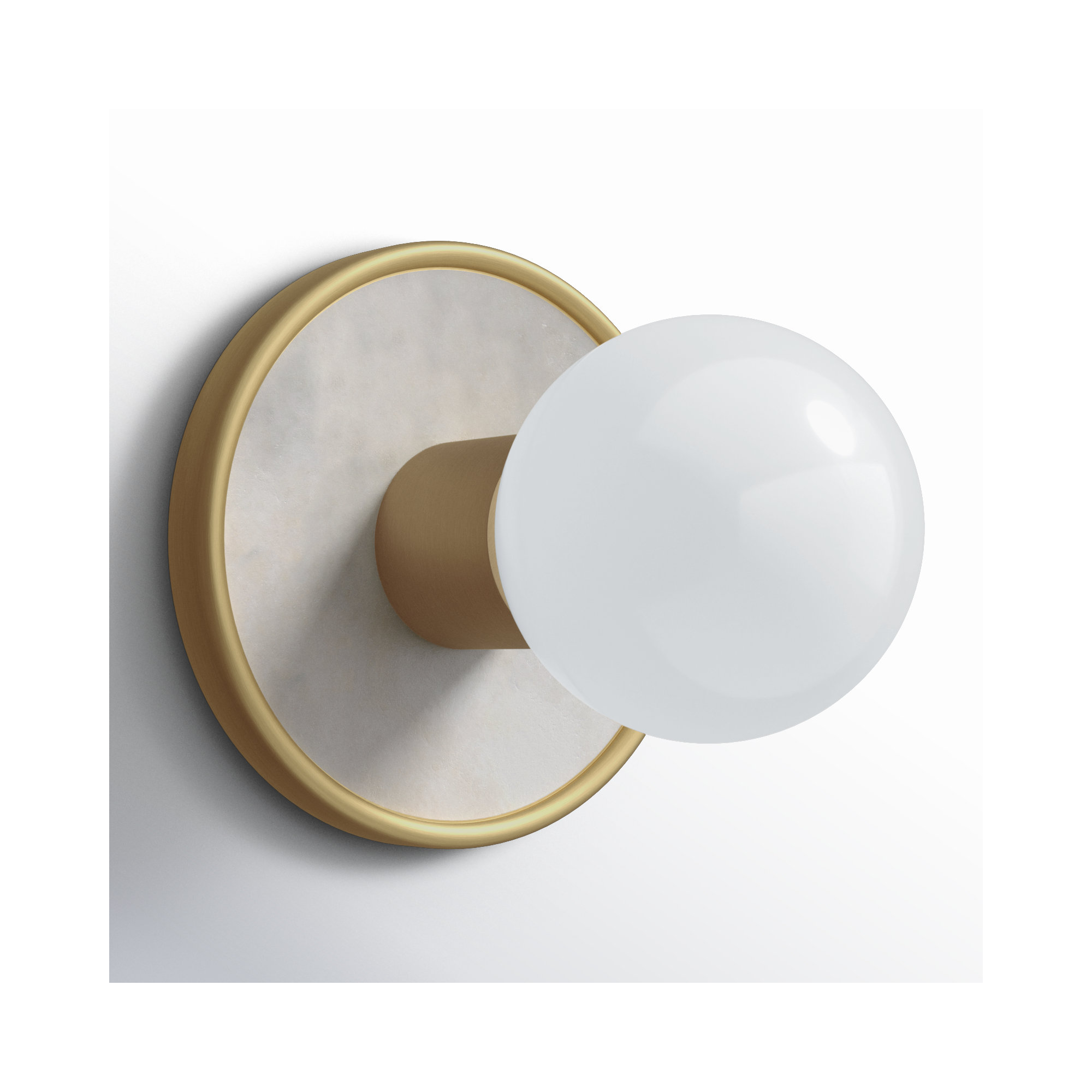 Rocha Single Dimmable Bath Sconce, No, White Alabaster/Natural Aged Brass
