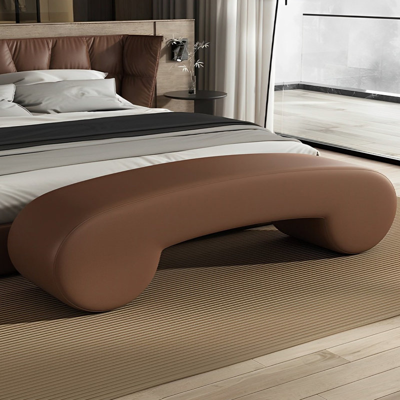 Banc rembourré en cuir Tierone Match, Brun