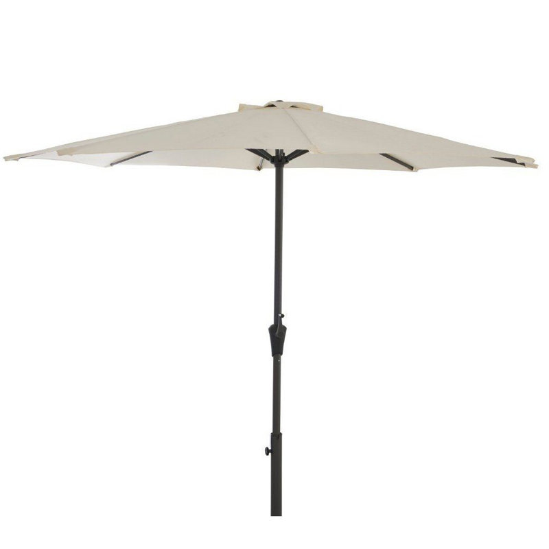 Dubose 8 Seater Rattan Round Garden Dining Set with Parasol - Black, Grey