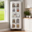 Armoire de coin de 73 po, armoire de rangement en métal avec portes et tablettes réglables, rangement de coin élégant et peu encombrant pour vestibule, salle de bain, chambre à coucher, salle à manger, salon, bureau (blanc)