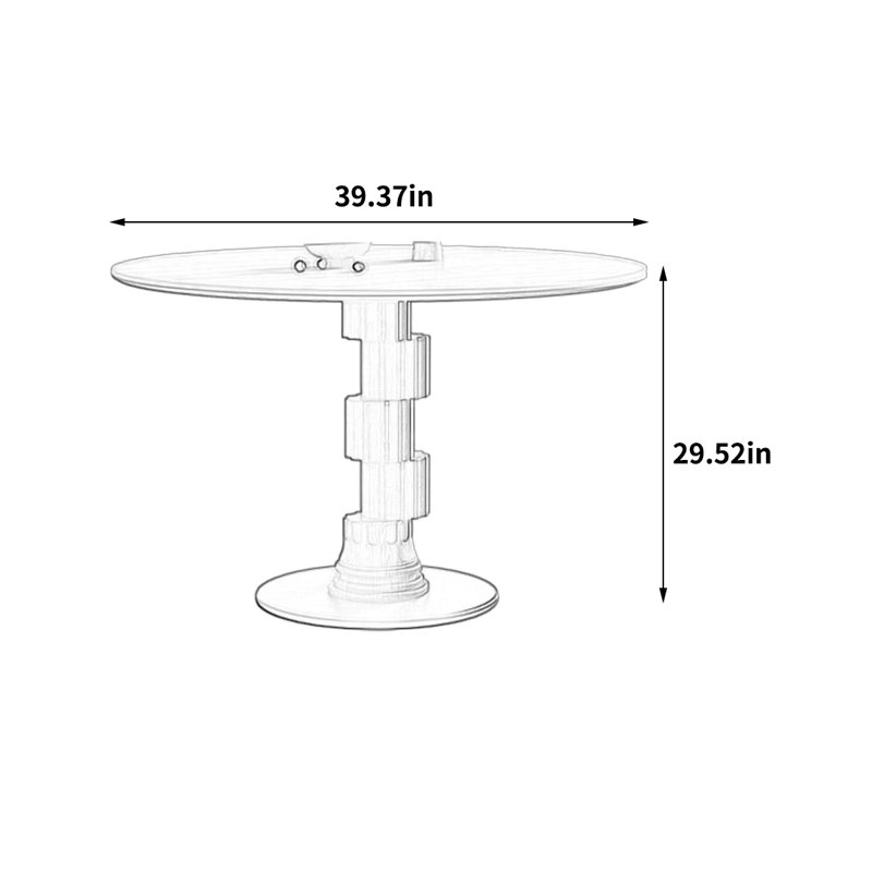 Table ronde unique et élégante, H 29,52 po x L 39,37 po x l 39,37 po