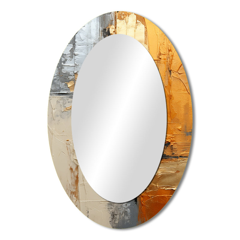 Miroir mural ovale sur métal doré, 36 po x 24 po