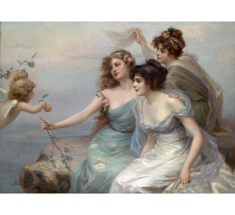 «The Three Graces» par Édouard Bisson - Art mural sur toile tendue avec châssis, H 40 po x l 28 po