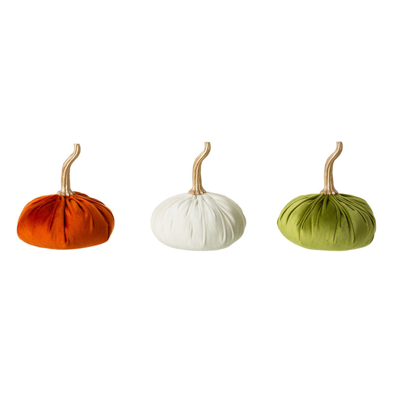 Velours de coton multicolore trio de citrouilles S / 3