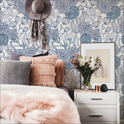 Kachan Peel & Stick Vinyl Floral Wallpaper Roll