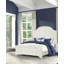 Lit Queen Size blanc antique, 1 pièce, mobilier de chambre à coucher, cadre de lit à panneaux, style côtier, design à persiennes, HB