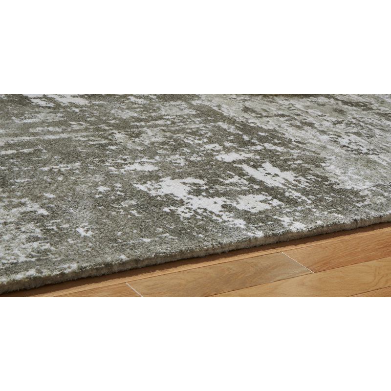 Valmontic Gray and Ivory Abstract 8' x 10' Reversible Rug
