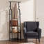 Porte-chapeaux style industriel en lichen, couleurs rétro brun et noir, rangement à trois couches + huit crochets, rangement multi-scène pour vêtements, chapeaux et sacs