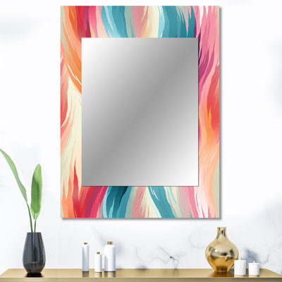 Cintora turquoise et rose éthéré Ikat Fusion - miroir décoratif abstrait, miroir mural abstrait, impression d'art en métal