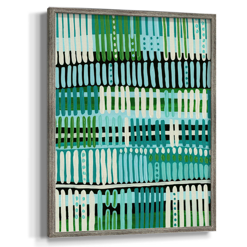Teal Pattern II Framed Print - Solid Wood, 30" H x 24" W