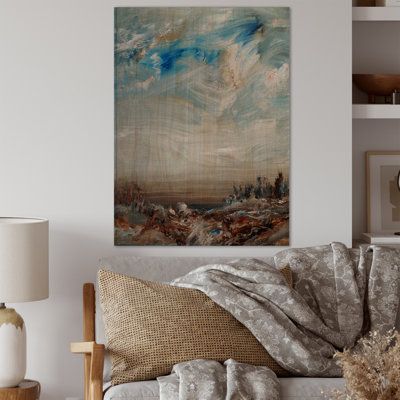 Ciel nuageux dans une peinture à l'huile, reproduction sur bois sans cadre