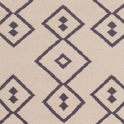 Abasi Performance Authentic Handmade Reversible Gray Geometric Shapes On Cream Wool/Cotton Flatweave Indoor Area Rug