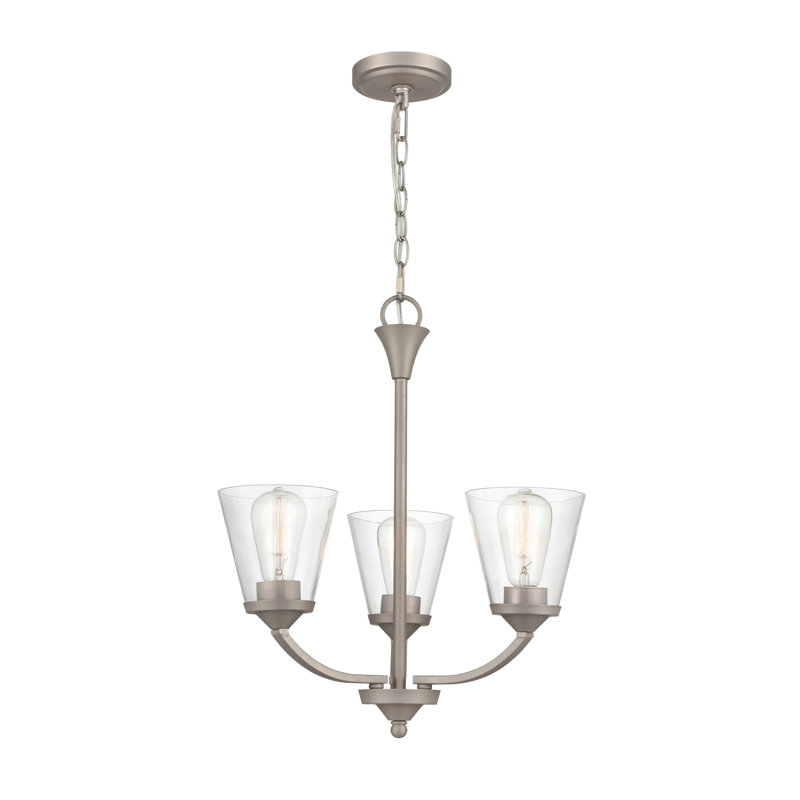 3 lumières 18 po Lustre noir mat, Nickel satiné