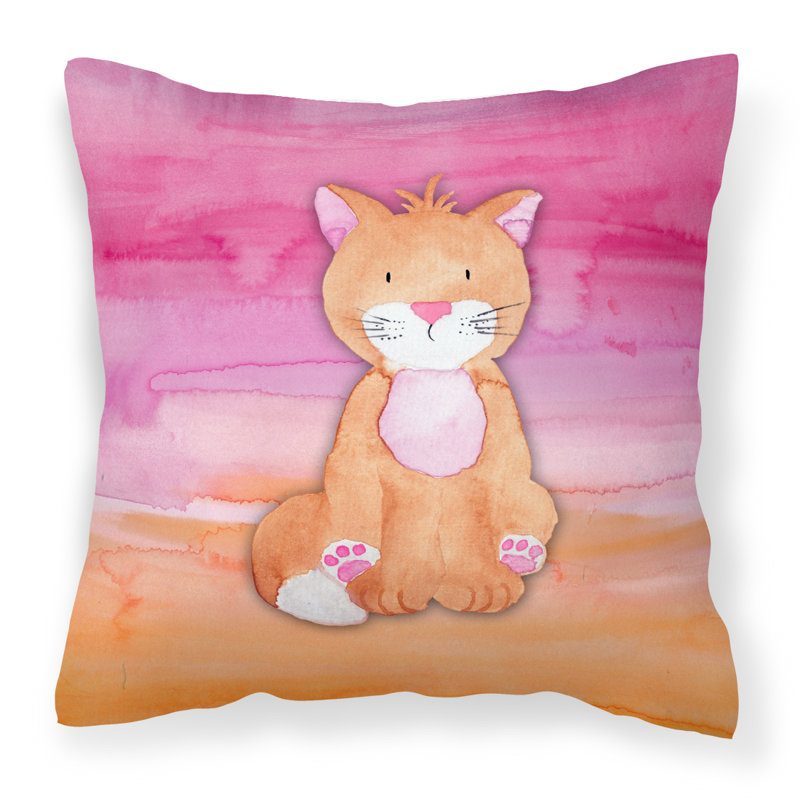 Coussin intérieur/extérieur pour chat aquarelle, 18 po x 18 po