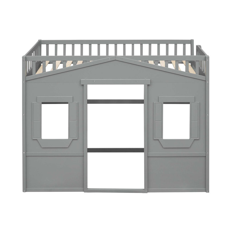 Lit mezzanine avec échelle House, Gris / blanc, Simple