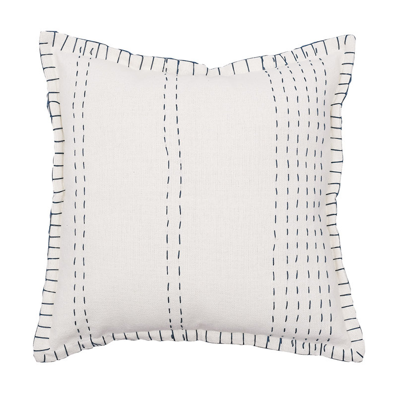 Housse et insert de coussin décoratif en coton Roseville, Crème / Marine