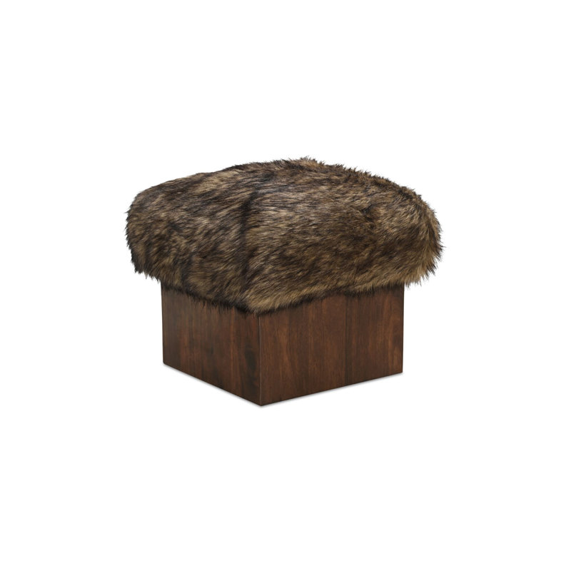 Serge Ottoman Brown Faux Fur, Brown