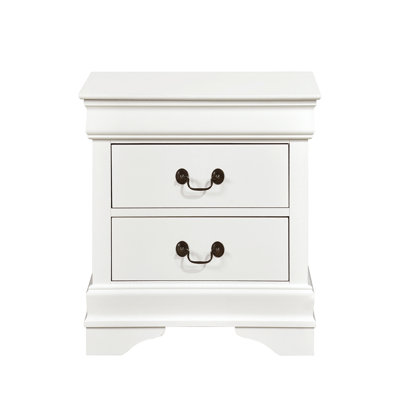Traditional Design Nightstand 1Pc Drop Handles Drawers Bed Side Table Bedroom Furniture
