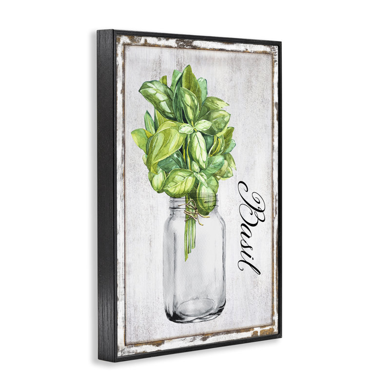  «Rustic Garden Basil», estampe numérique par Creatif Belle, H 30 po x l 20 po, Giclée encadrée noir minuit