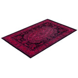 Overdyed Hand-Knotted Wool Modern-Contemporary Purple Area Rug 4' 6" x 7' 0"